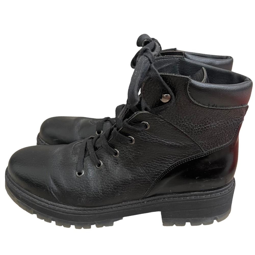 Avellini Made in Spain Leather Ankle Boots Women's Black Lace Up Size 40/usa 9